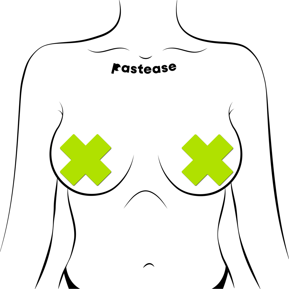 Plus X: Glow-in-the-Dark Neon Cross Pasties Nipple Covers by Pastease®