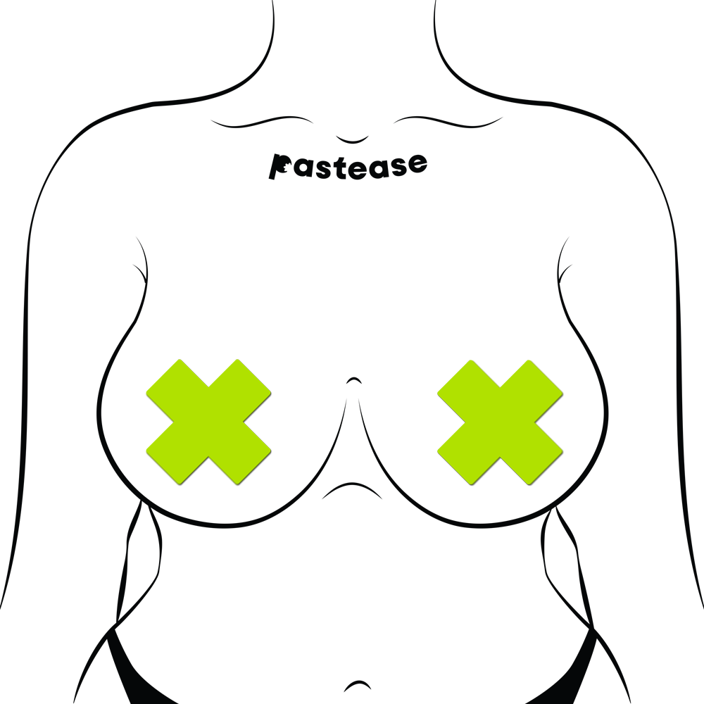 Plus X: Glow-in-the-Dark Neon Cross Pasties Nipple Covers by Pastease®