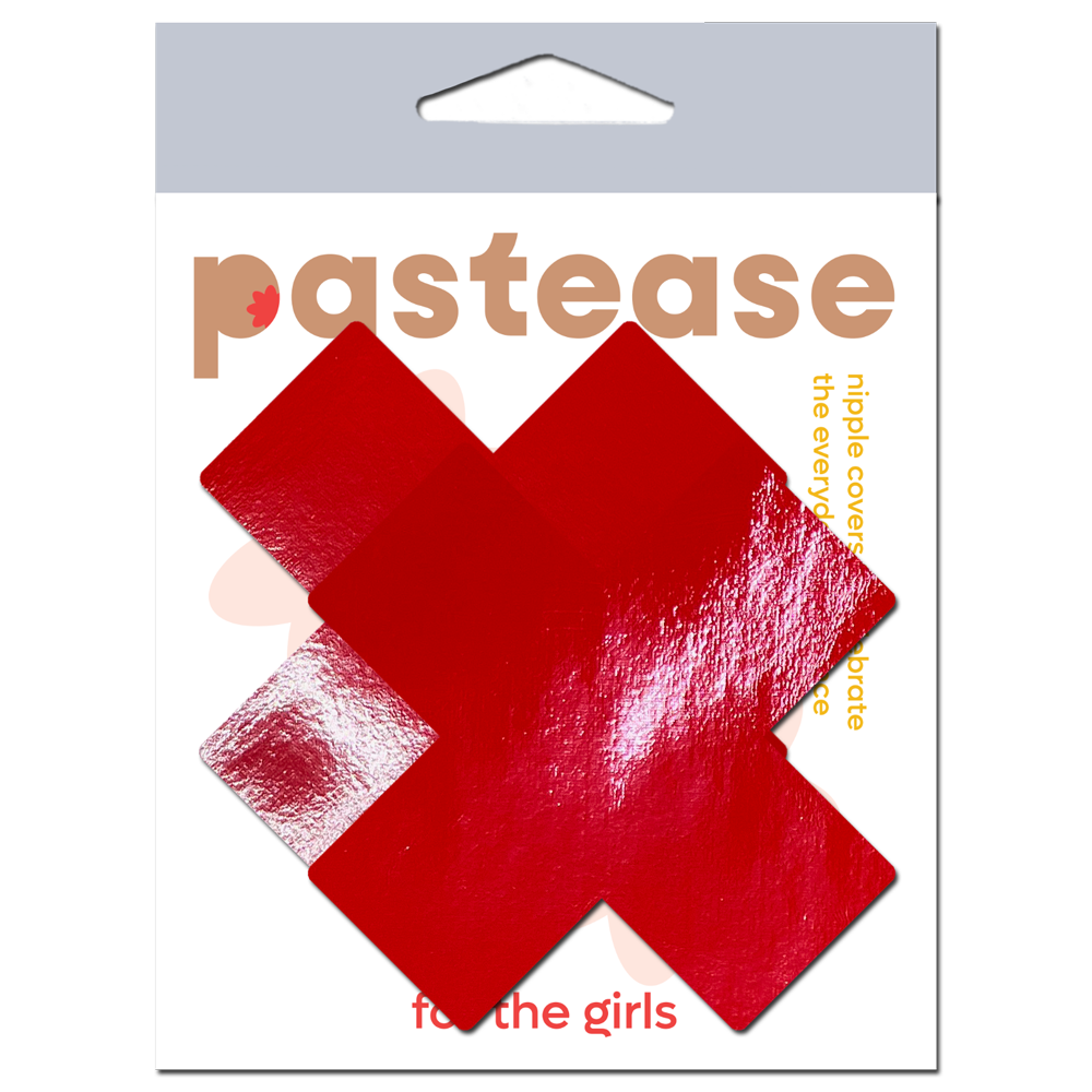 Plus X: Patent Leather Fetish Vinyl Cross Nipple Pasties by Pastease®