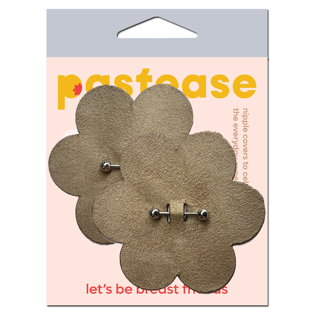 Pierced Pasties: Nude Flower Breast Petal with Barbell Piercing Nipple Covers by Pastease