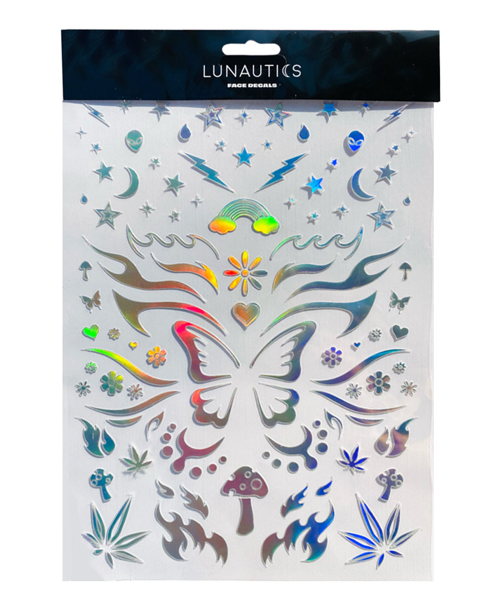 Rave Day Silver Holographic Face Decal Stickers