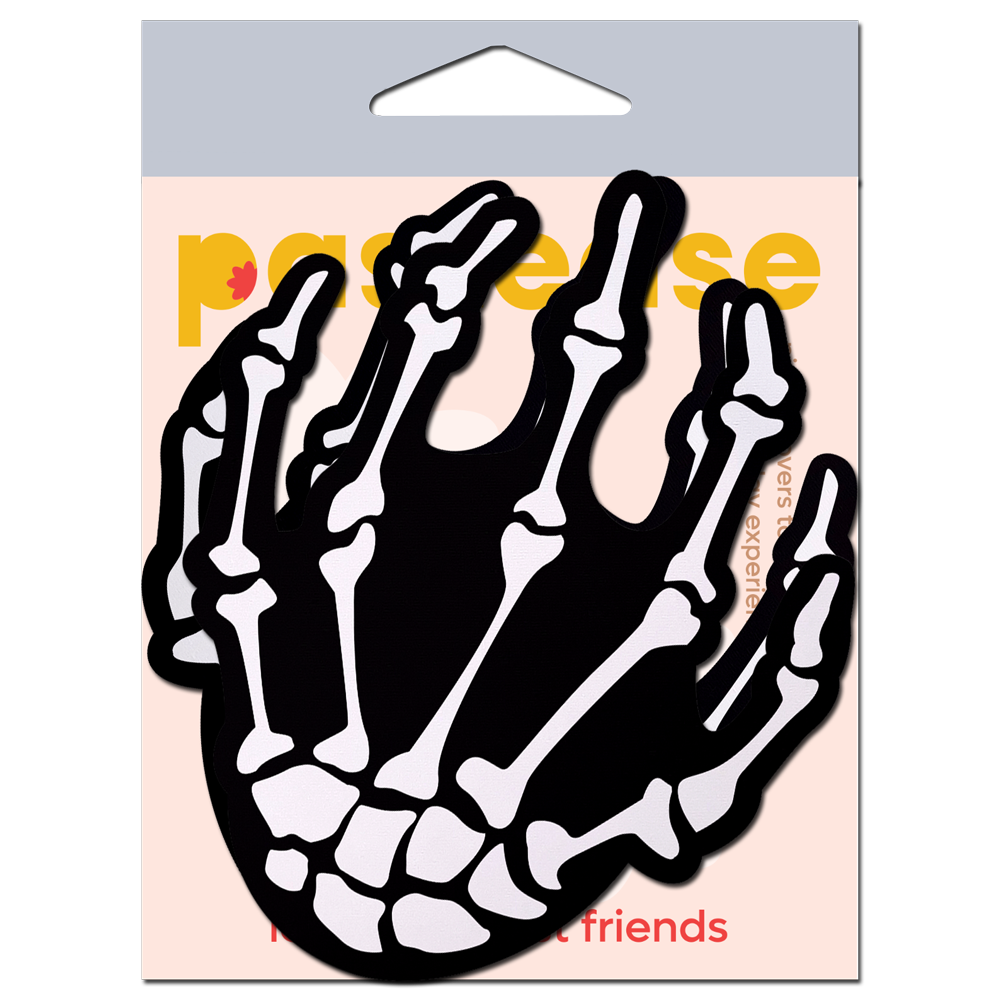 Boney Skeleton Hands on Black Nipple Pasties by Pastease®