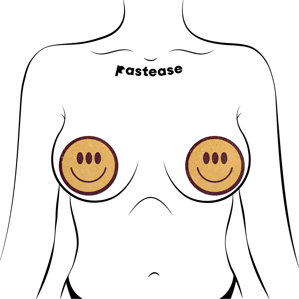 Trippy Smiley Face Pasties Three Eyed Yellow Breast Covers by Pastease