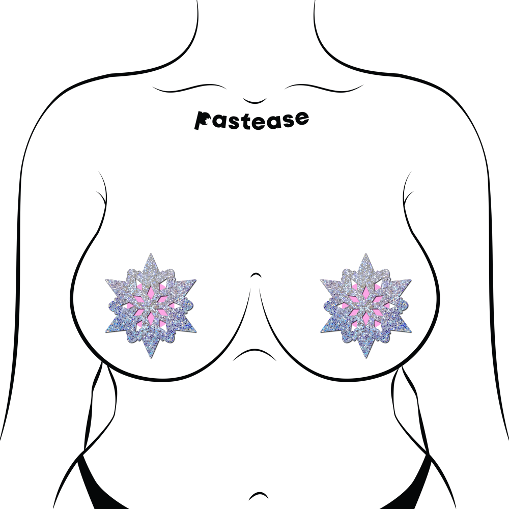 Silver Glitter Snowflakes Nipple Pasties by Pastease®