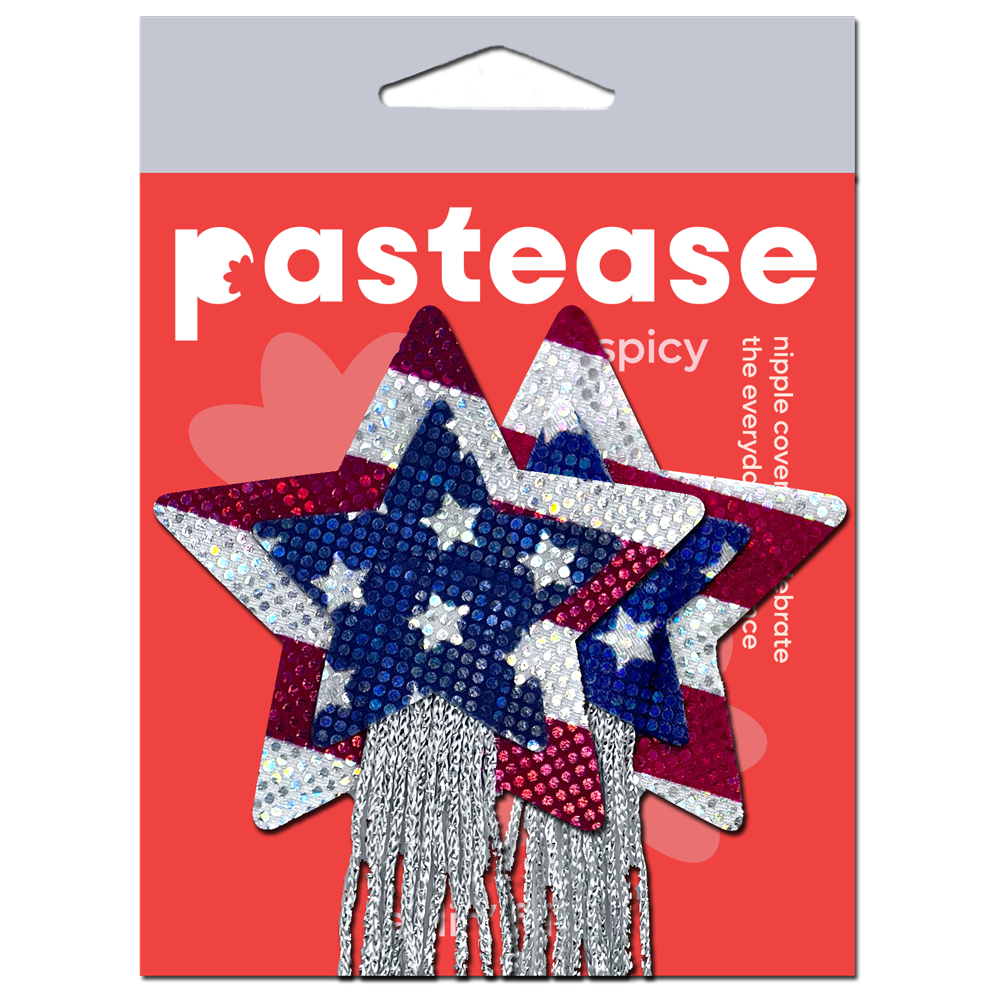 Tassel Pasties: American Patriotic Sparkling Stars & Stripes USA Breast Pasties