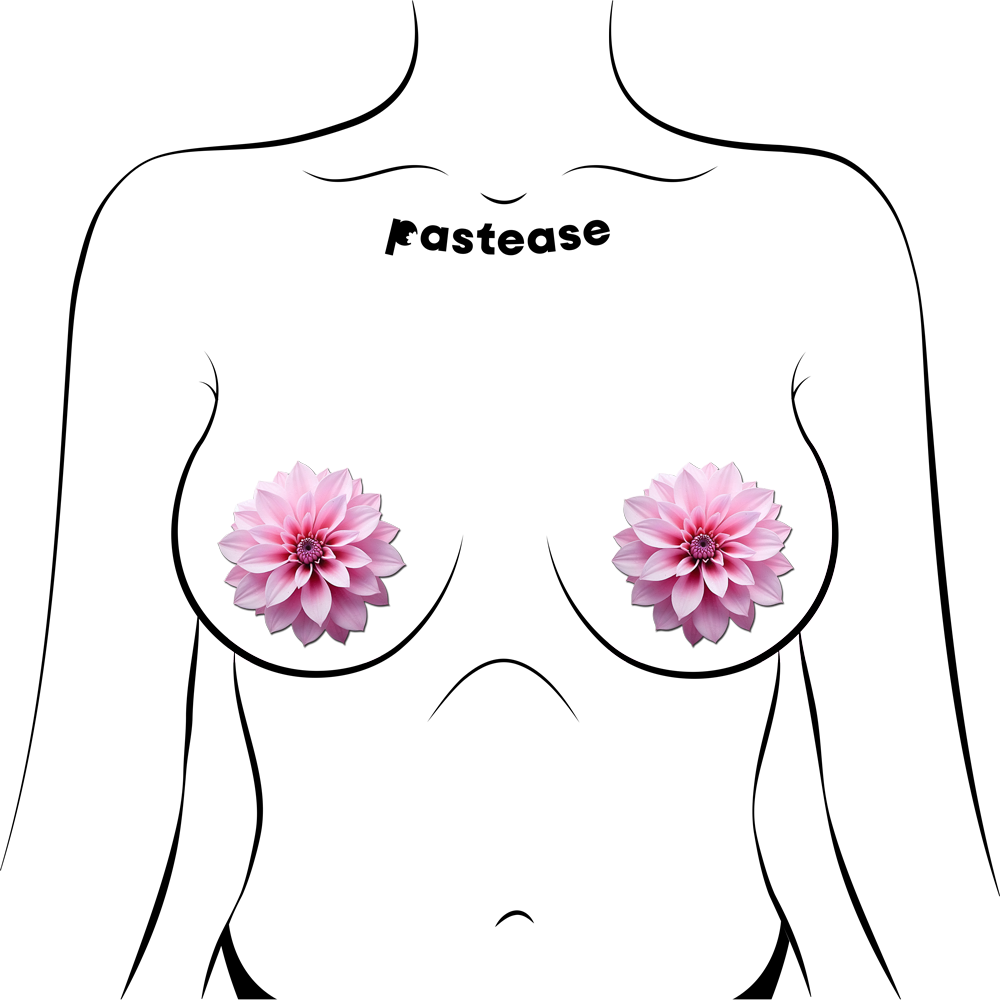 Tropical Pink Dahlia Botanical Flower Breast Pasties by Pastease®