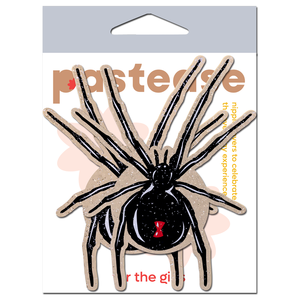 Black Widow Pasties on Sparkling Velvet Halloween Breast Covers by Pastease