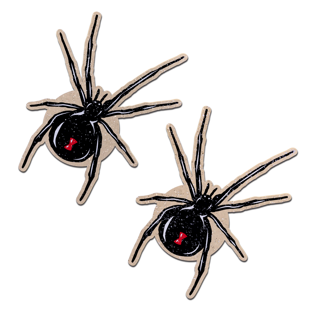 Black Widow Pasties on Sparkling Velvet Halloween Breast Covers by Pastease