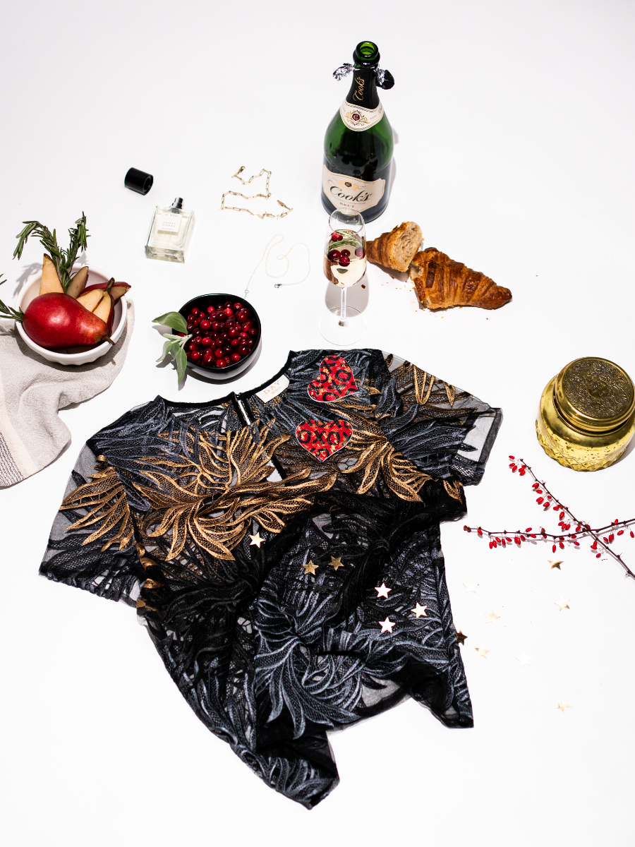 Love: Shattered Glass Disco Ball Red with Black XO Heart Nipple Pasties by Pastease®