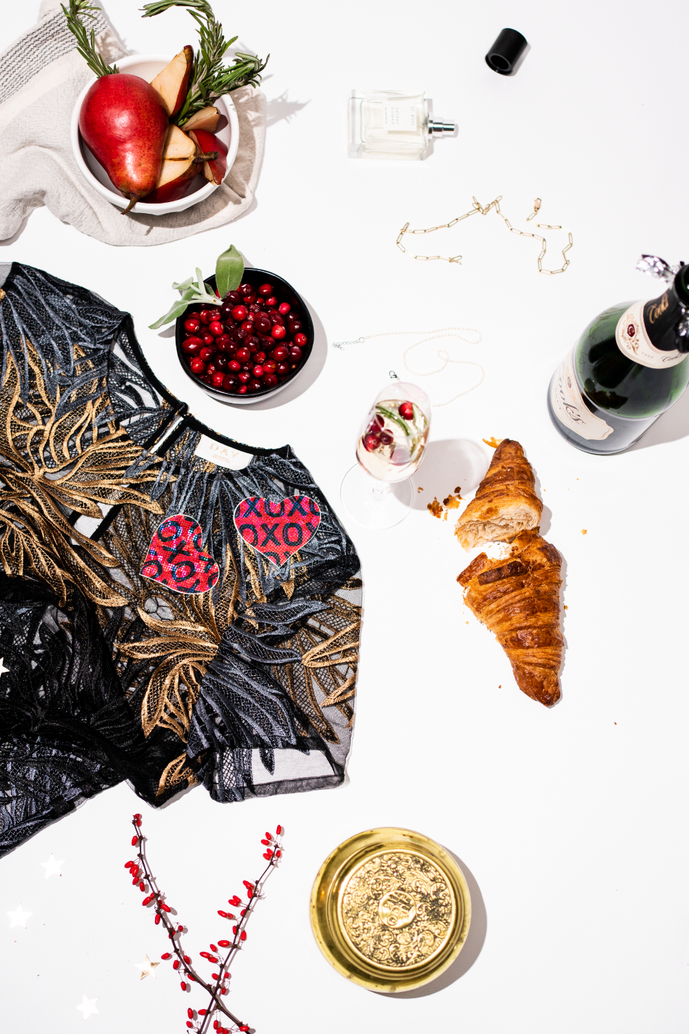 Love: Shattered Glass Disco Ball Red with Black XO Heart Nipple Pasties by Pastease®