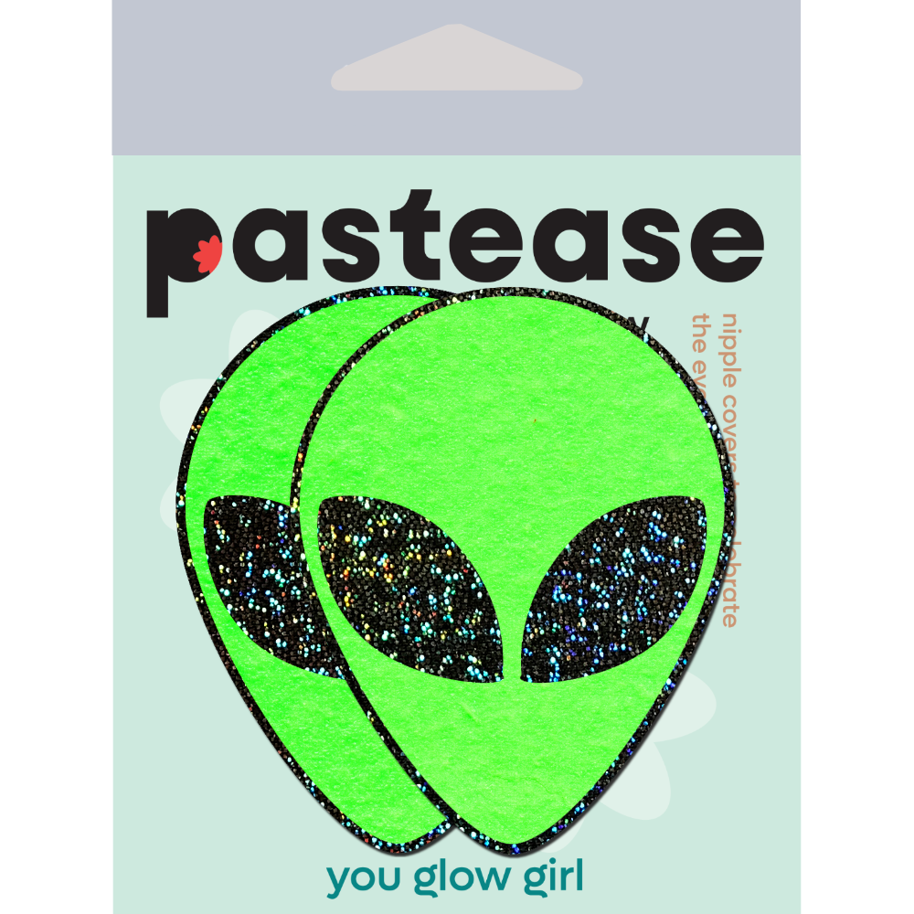 Alien: Glow-In-The-Dark with Glittering Black Eyes Nipple Pasties by Pastease® o/s