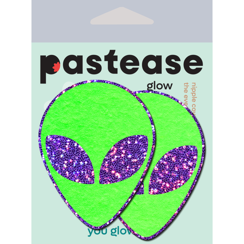 Alien: Glow-In-The-Dark with Glittering Purple Eyes Nipple Pasties by Pastease®