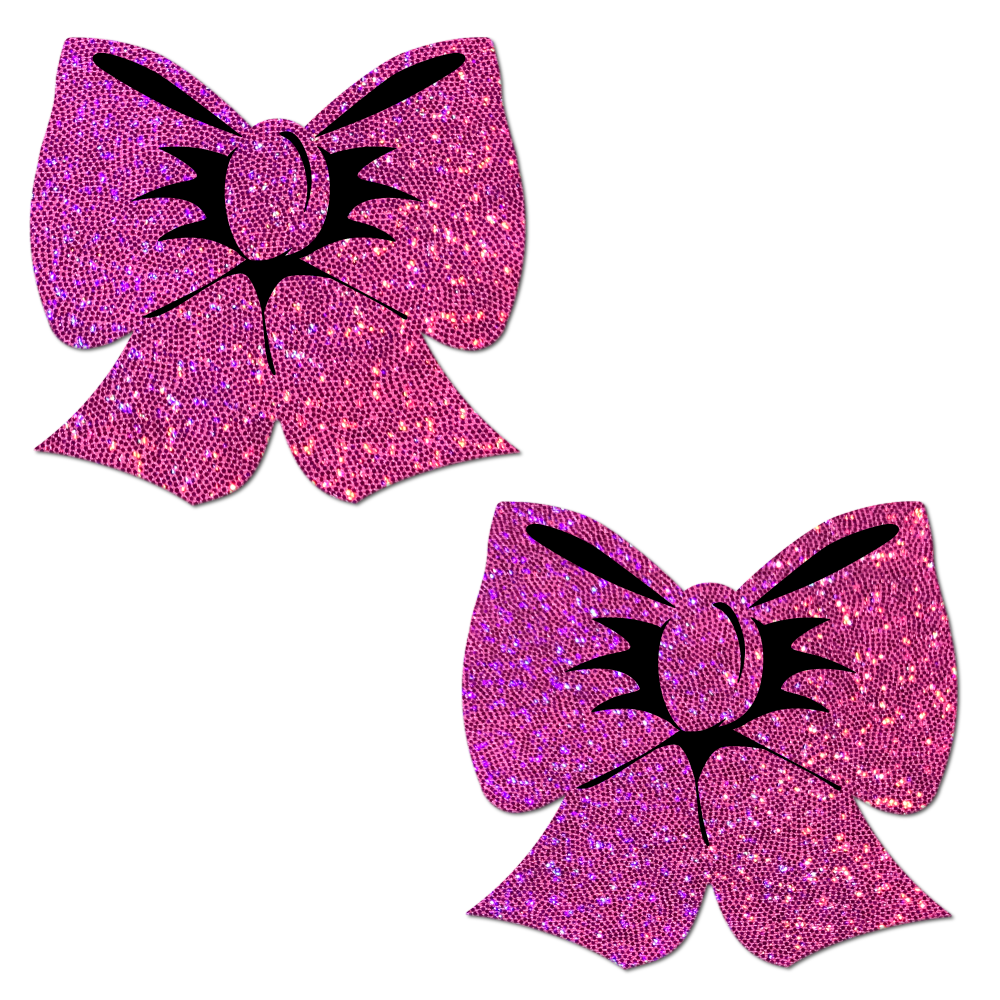 Glittering Hot Pink Bow Nipple Pasties by Pastease® o/s