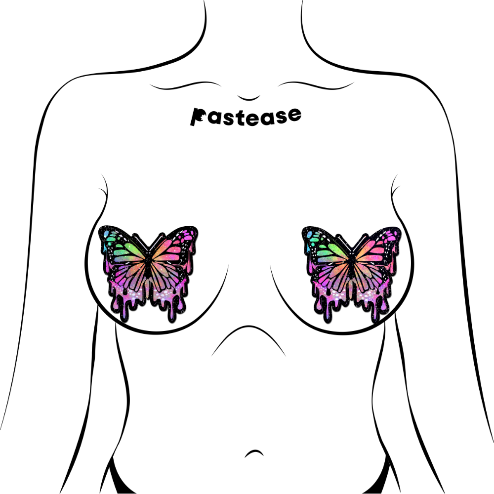 Butterfly Melt Trippy Glitter Rainbow Nipple Pasties by Pastease®