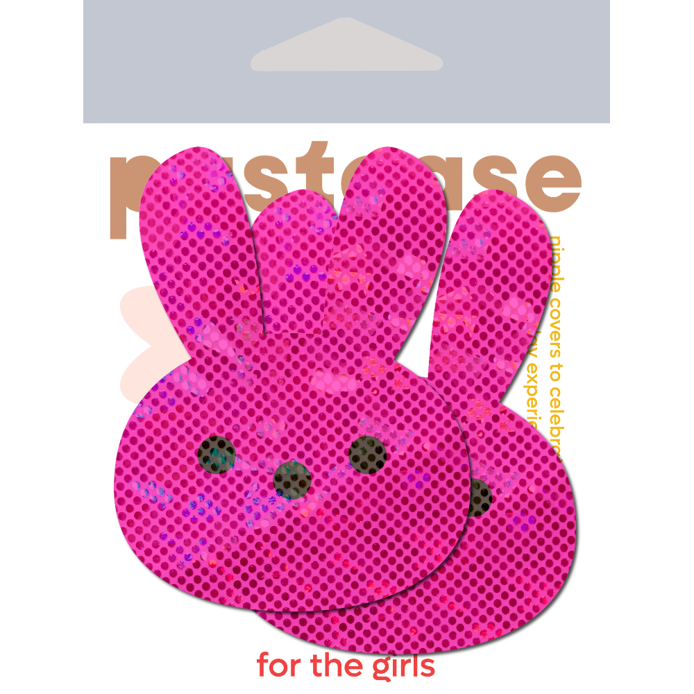 Bunny: Glittery Pink Marshmallow Easter Rabbit Nipple Pasties by Pastease®