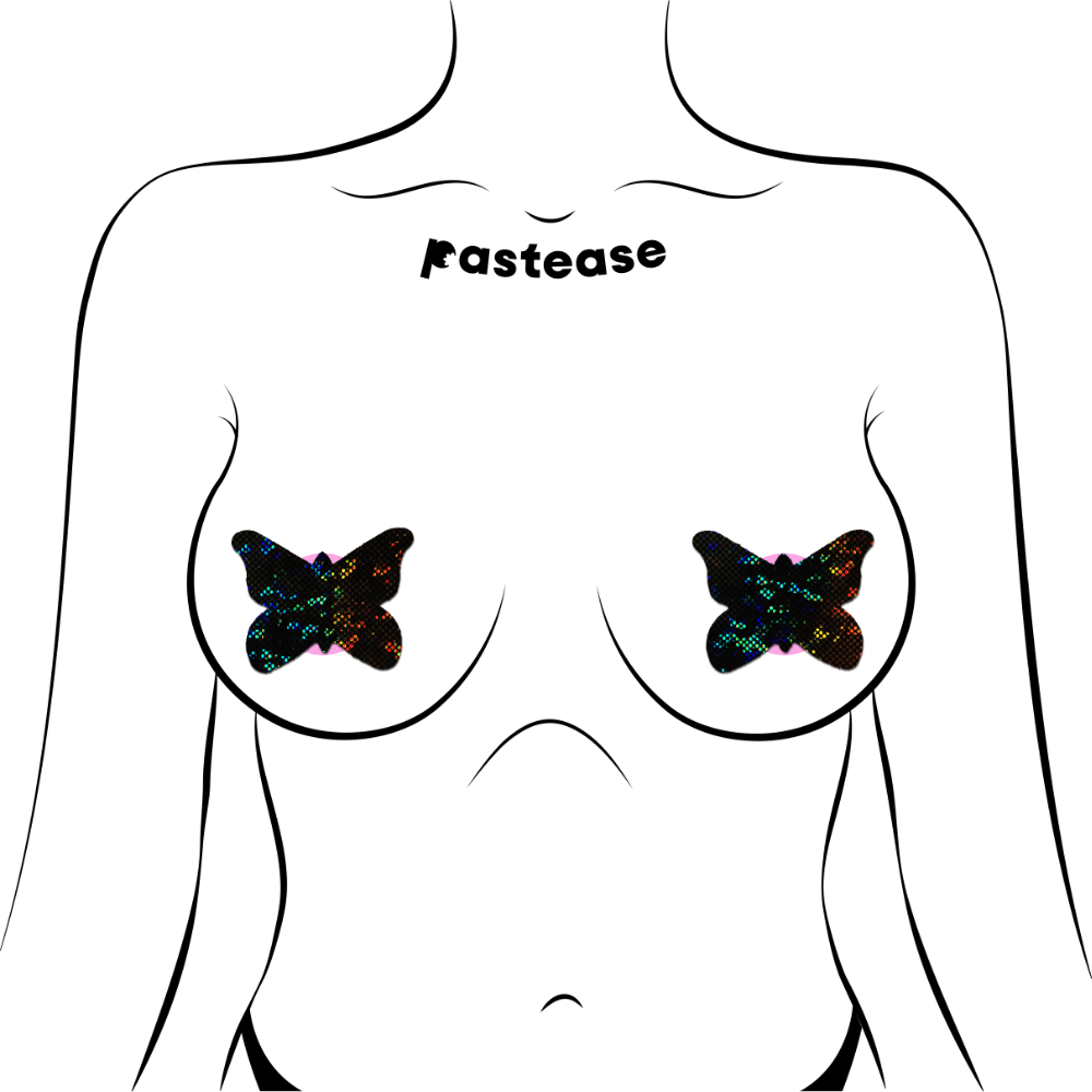 Butterfly: Shattered Glass Disco Ball Glitter Butterflies Nipple Pasties by Pastease® o/s