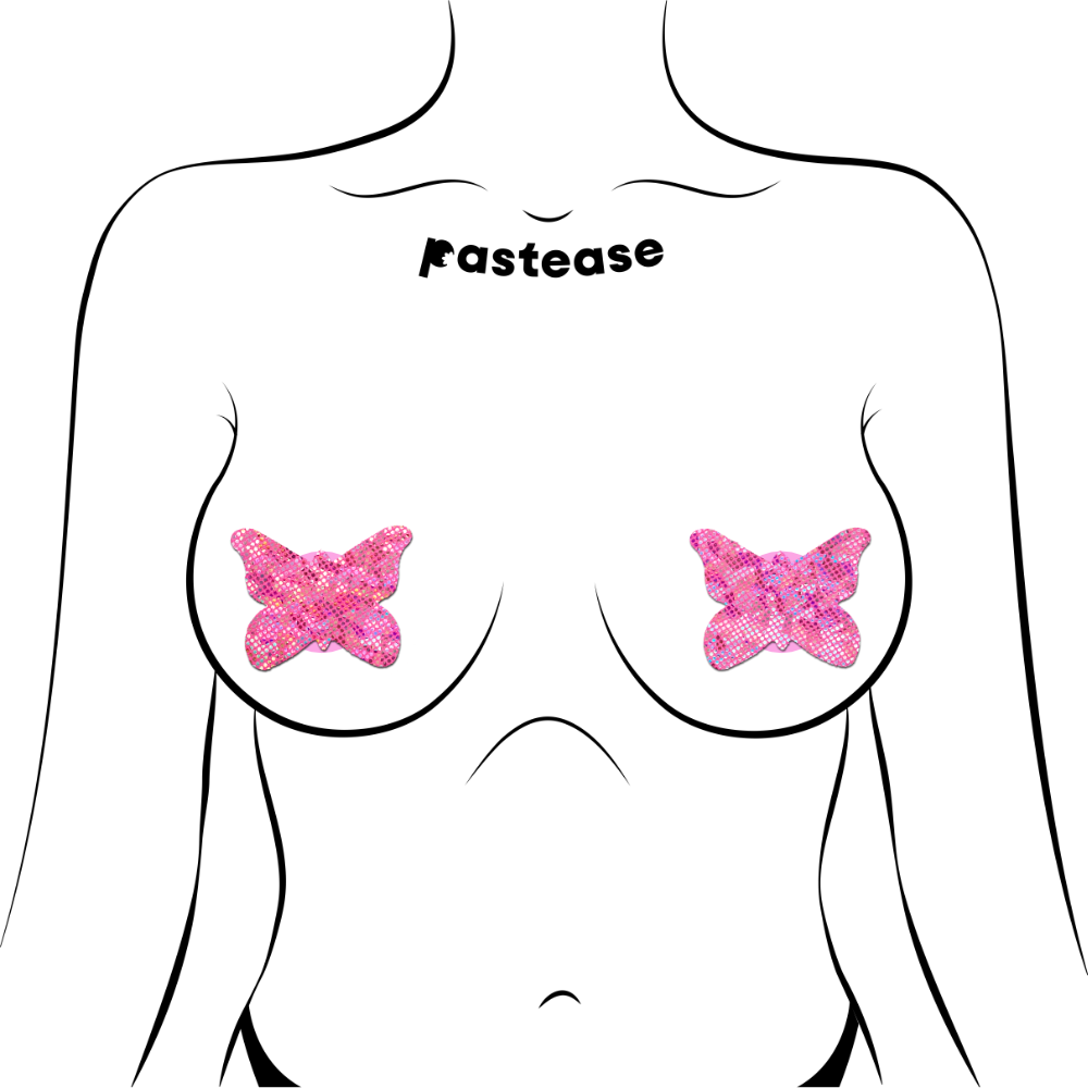 Butterfly: Shattered Glass Disco Ball Glitter Butterflies Nipple Pasties by Pastease® o/s