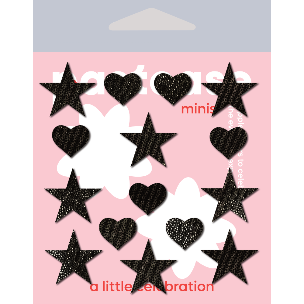 Pastease Confetti: Liquid Black Baby Heart & Star Body Pasties by Pastease®