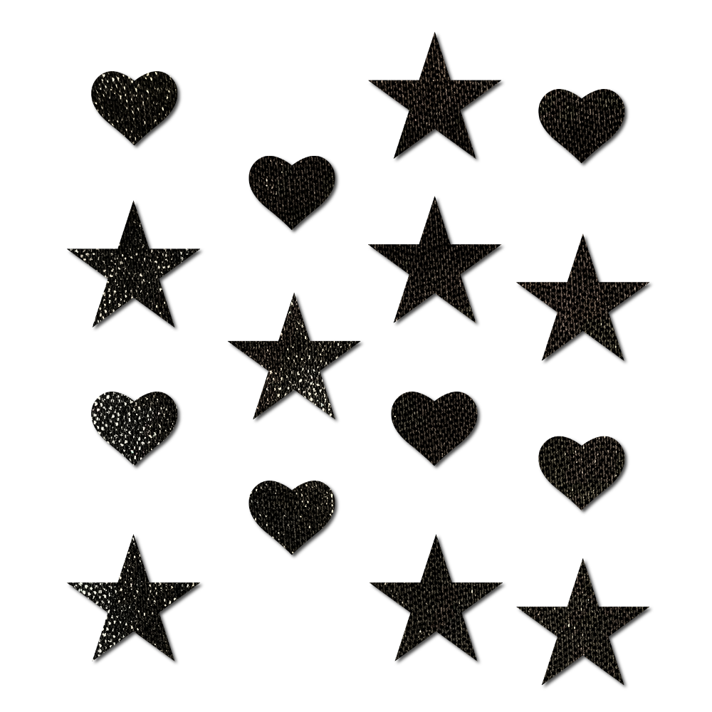 Pastease Confetti: Liquid Black Baby Heart & Star Body Pasties by Pastease®