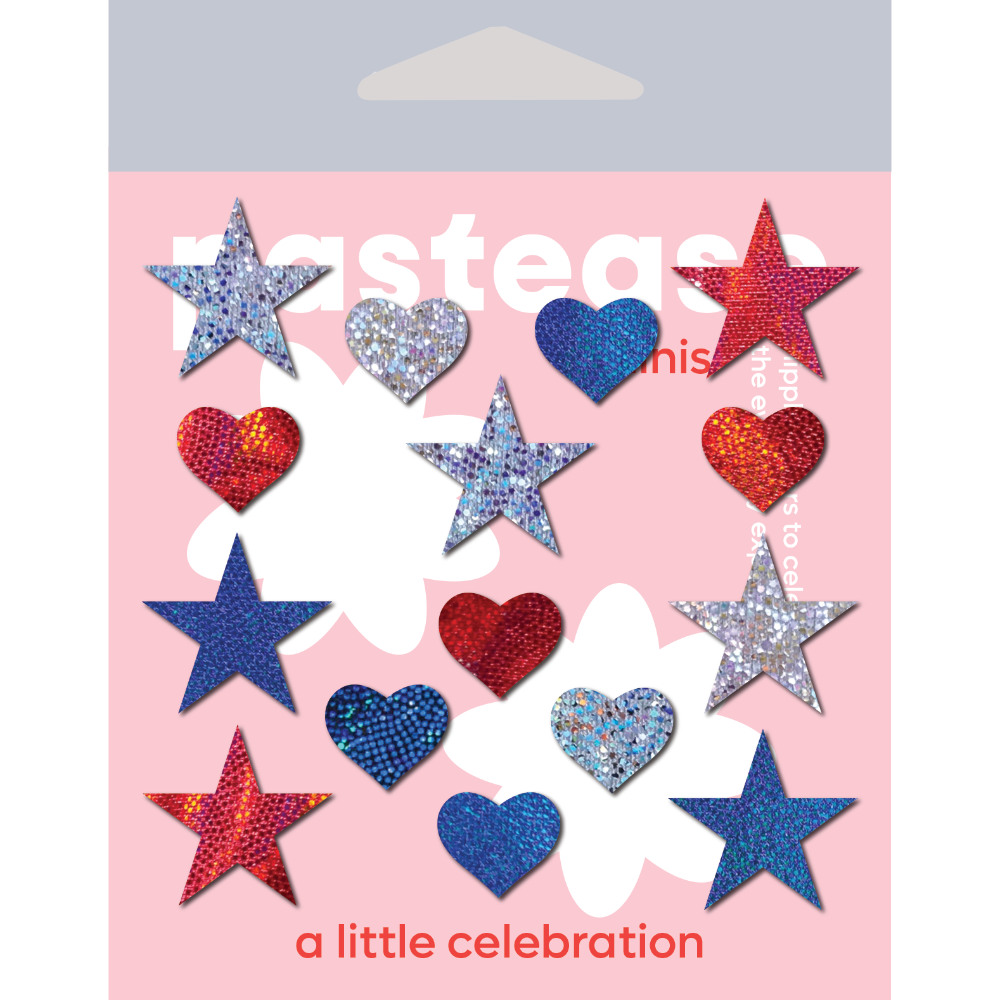 Pastease Confetti: Red, White & Blue Patriotic Baby Star Body Pasties by Pastease®