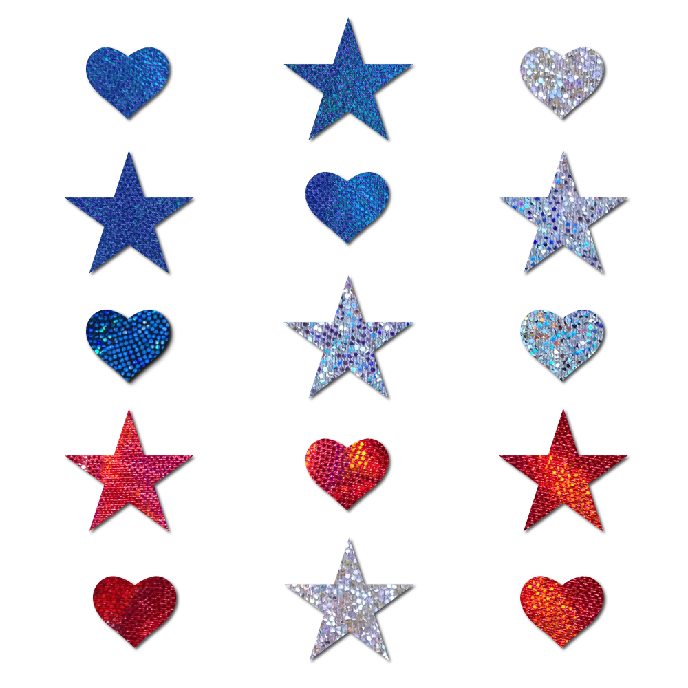 Pastease Confetti: Red, White & Blue Patriotic Baby Star Body Pasties by  Pastease®