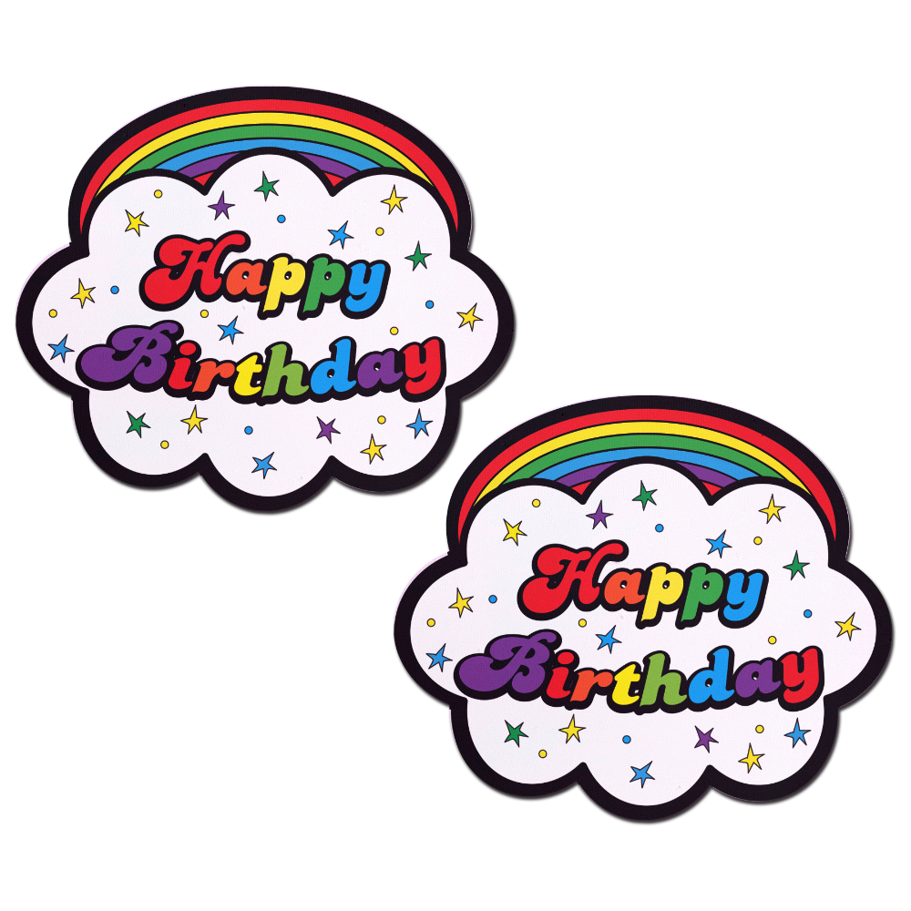 Cloud: Rainbow 'Happy Birthday' Cloud Nipple Pasties by Pastease® o/s