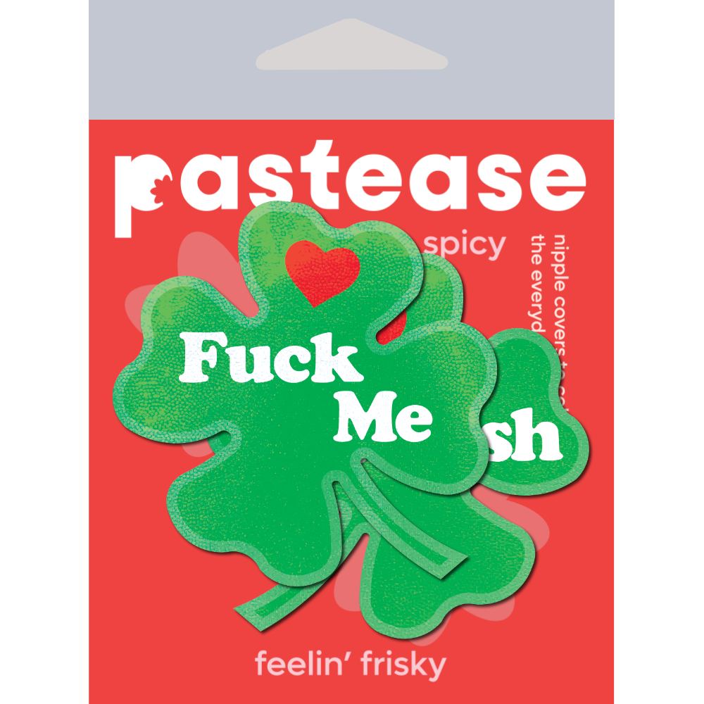 Four Leaf Clover: 'Fuck Me, I'm Irish' Lucky Green Shamrock Nipple Pasties by Pastease® o/s