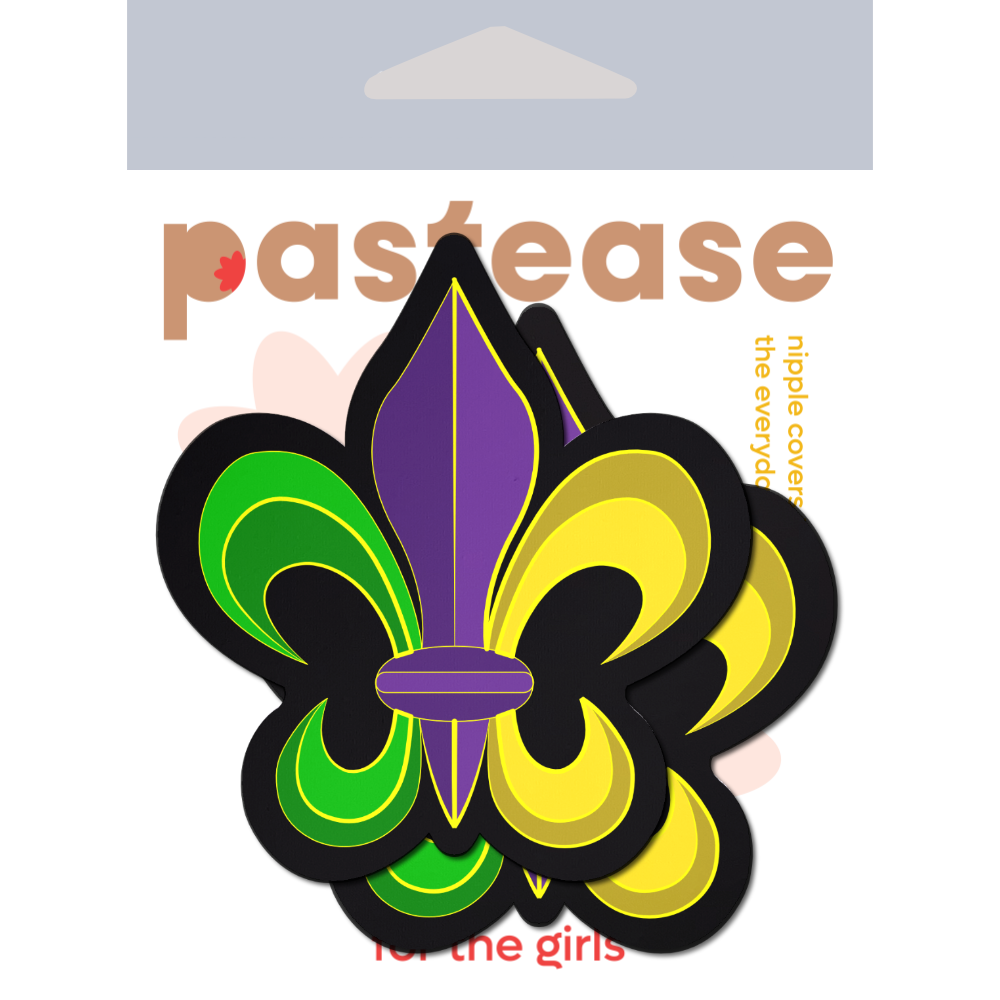 Fleur-de-lis: Purple, Yellow & Green Mardi Gras Nipple Pasties by Pastease® o/s