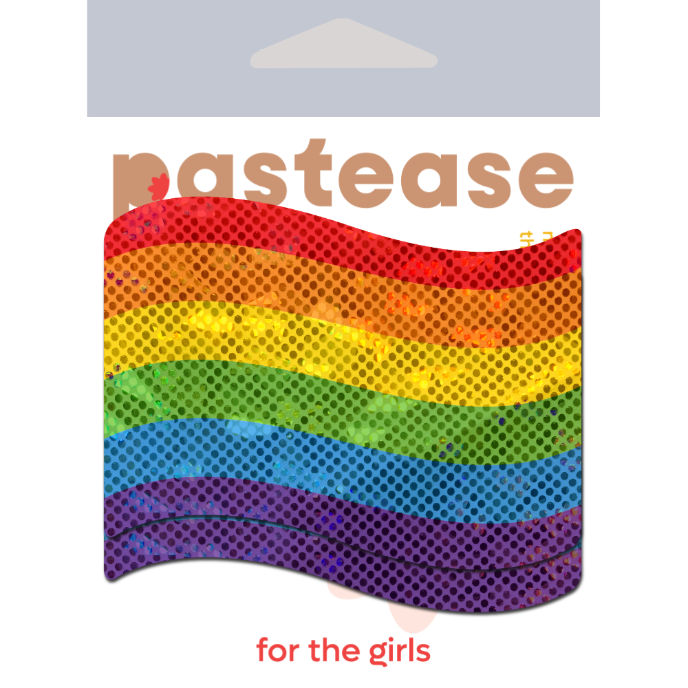 Flag: Gay Rainbow Waving Flag Nipple Pasties by Pastease® o/s