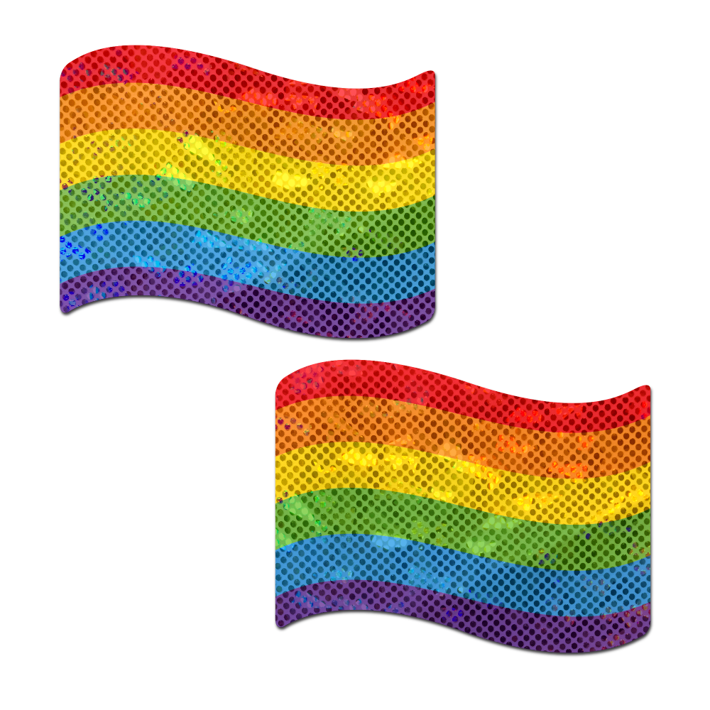 Flag: Gay Rainbow Waving Flag Nipple Pasties by Pastease® o/s