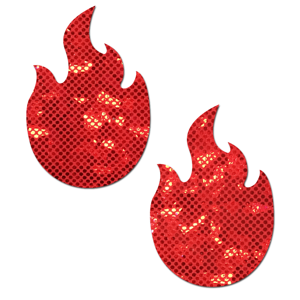 Flame: Red Fire Nipple Pasties Shattered Disco Ball Glitter Pastease® o/s