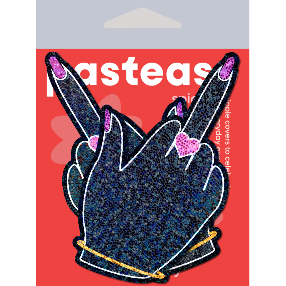 Middle Finger Pasties: Glittering F*ck You Lady Hands Nipple Covers by Pastease®