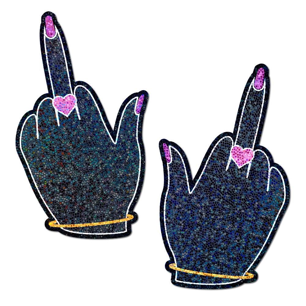 Middle Finger Pasties: Glittering F*ck You Lady Hands Nipple Covers by Pastease®