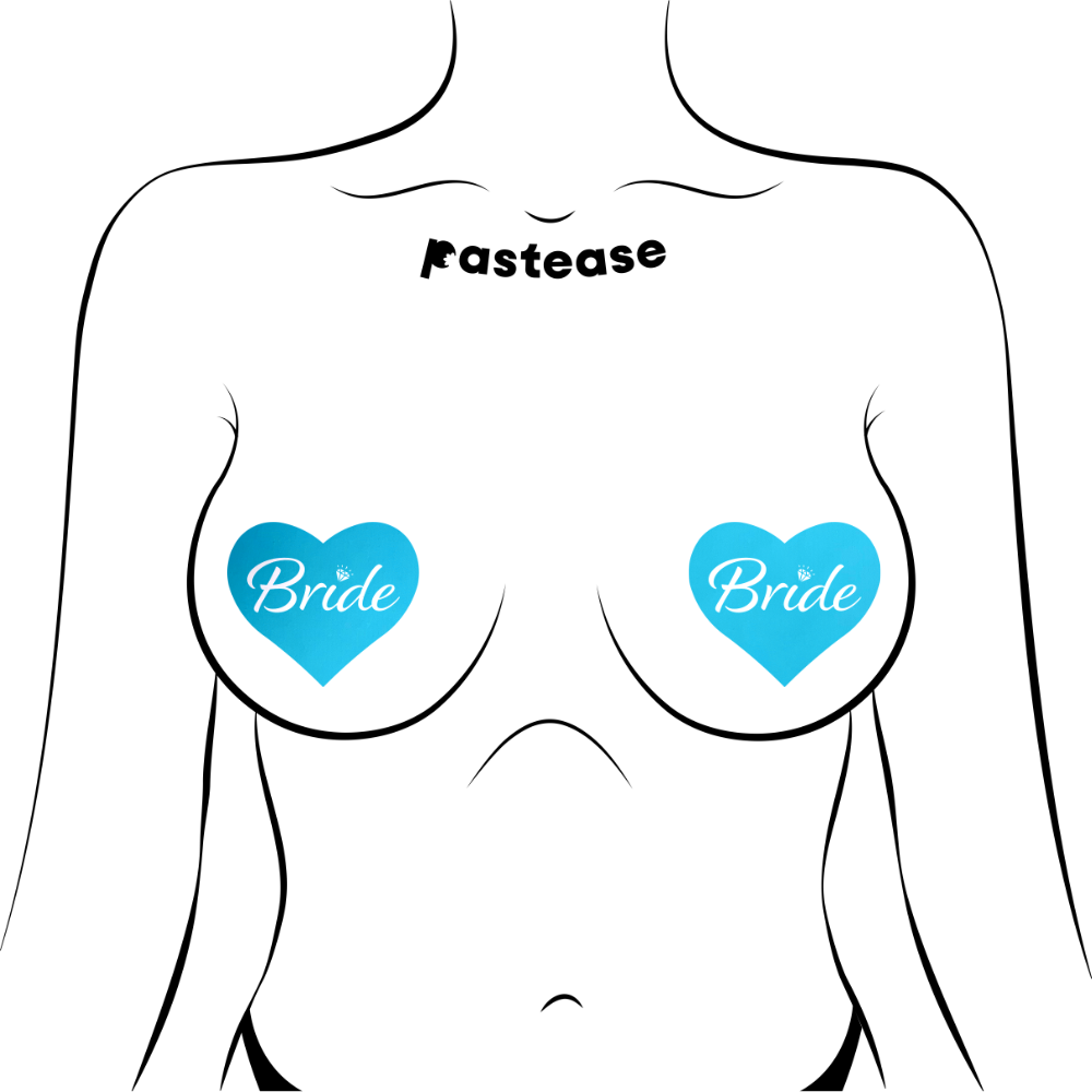Love: Robin's Egg Blue 'Bride' Heart Nipple Pasties by Pastease® o/s