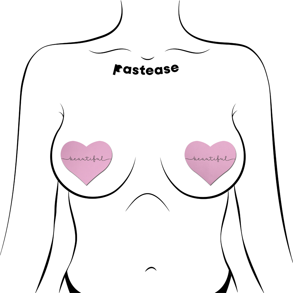 Love: 'Beautiful' Pink Heart Pasties Affirmations by Pastease®