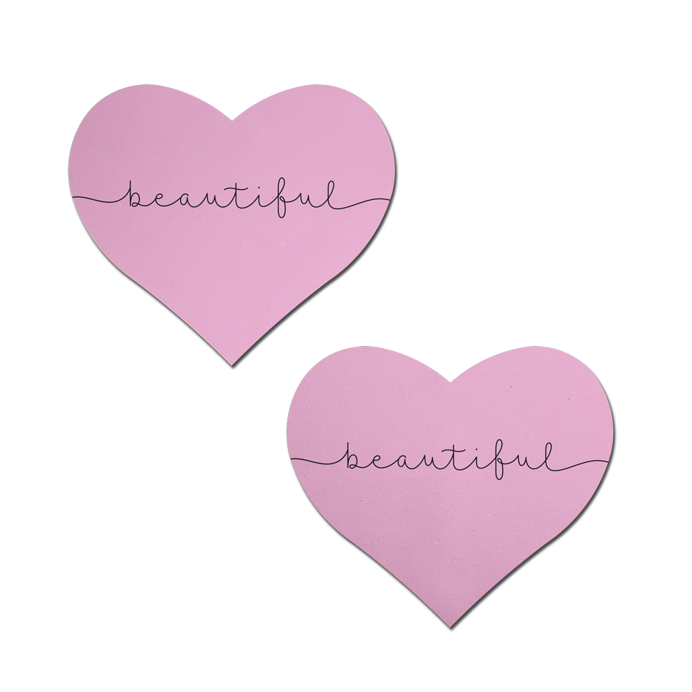 Love: 'Beautiful' Pink Heart Pasties Affirmations by Pastease®