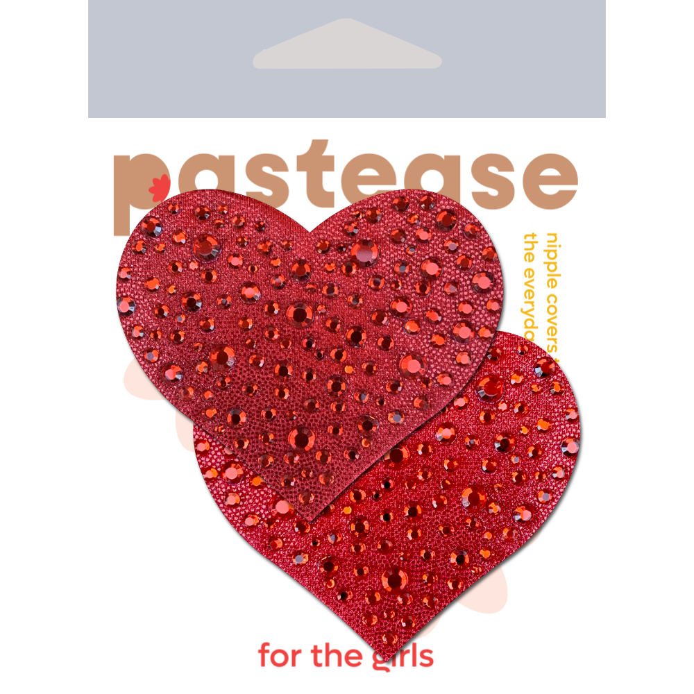 Love: Crystal Red Sparkling Heart Nipple Pasties by Pastease®