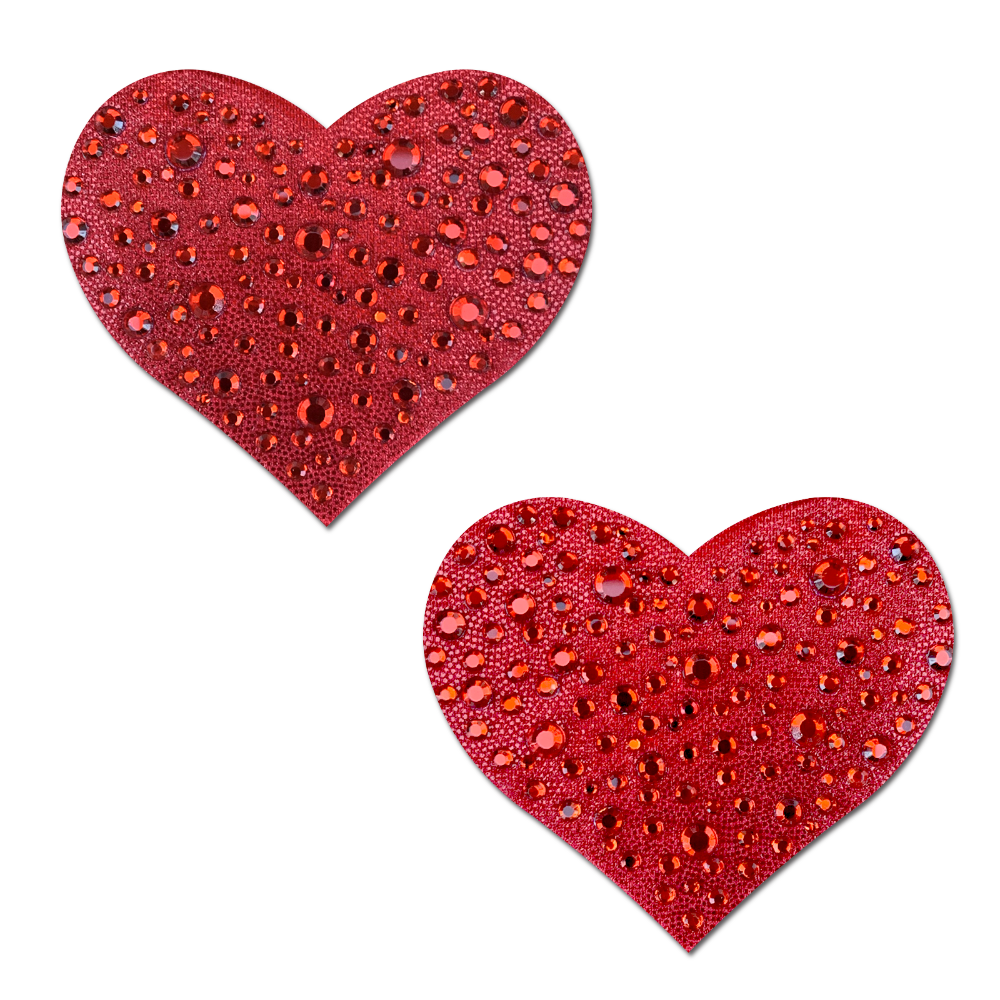 Love: Crystal Red Sparkling Heart Nipple Pasties by Pastease®