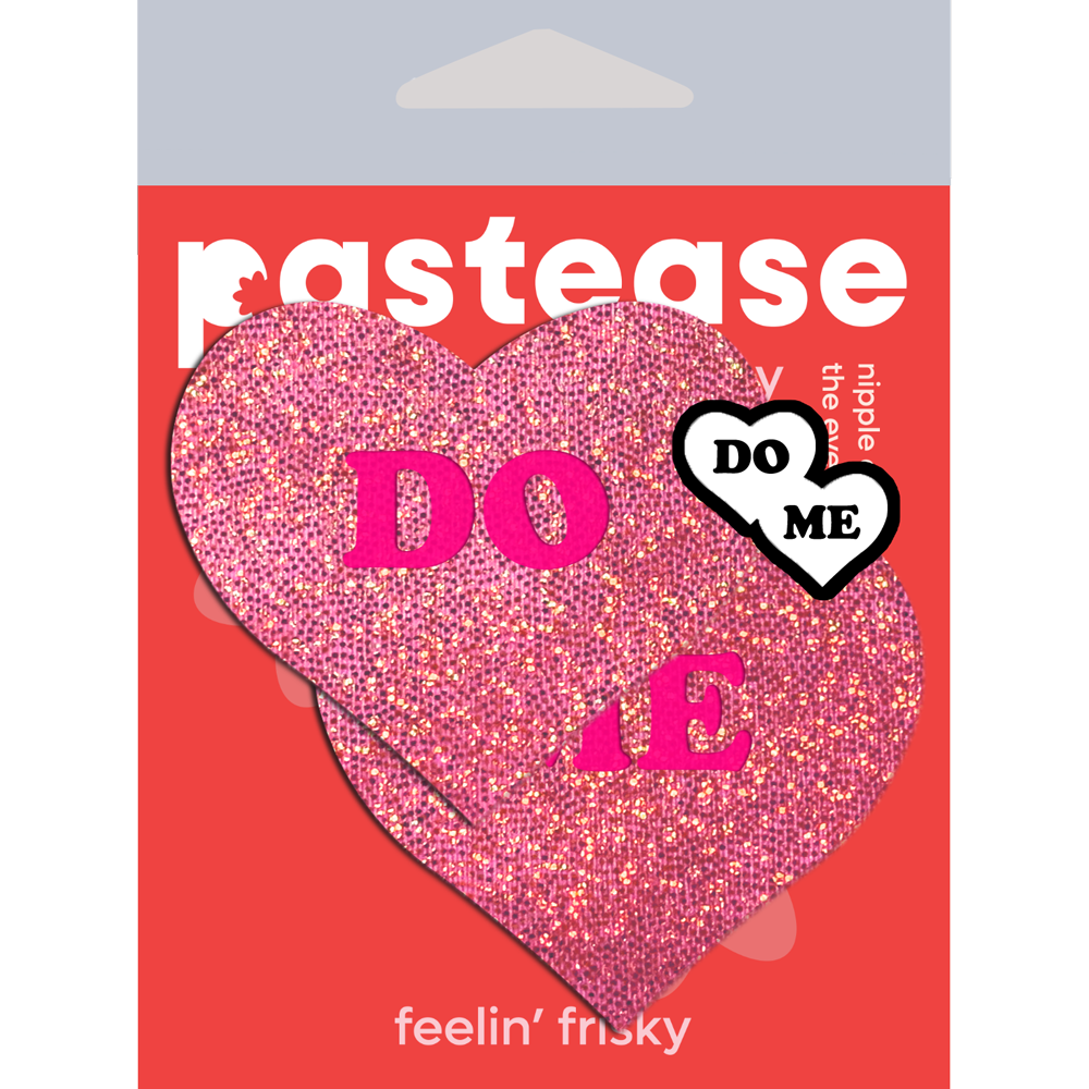 Love: Glitter Pink 'DO ME' Heart Nipple Pasties by Pastease® o/s