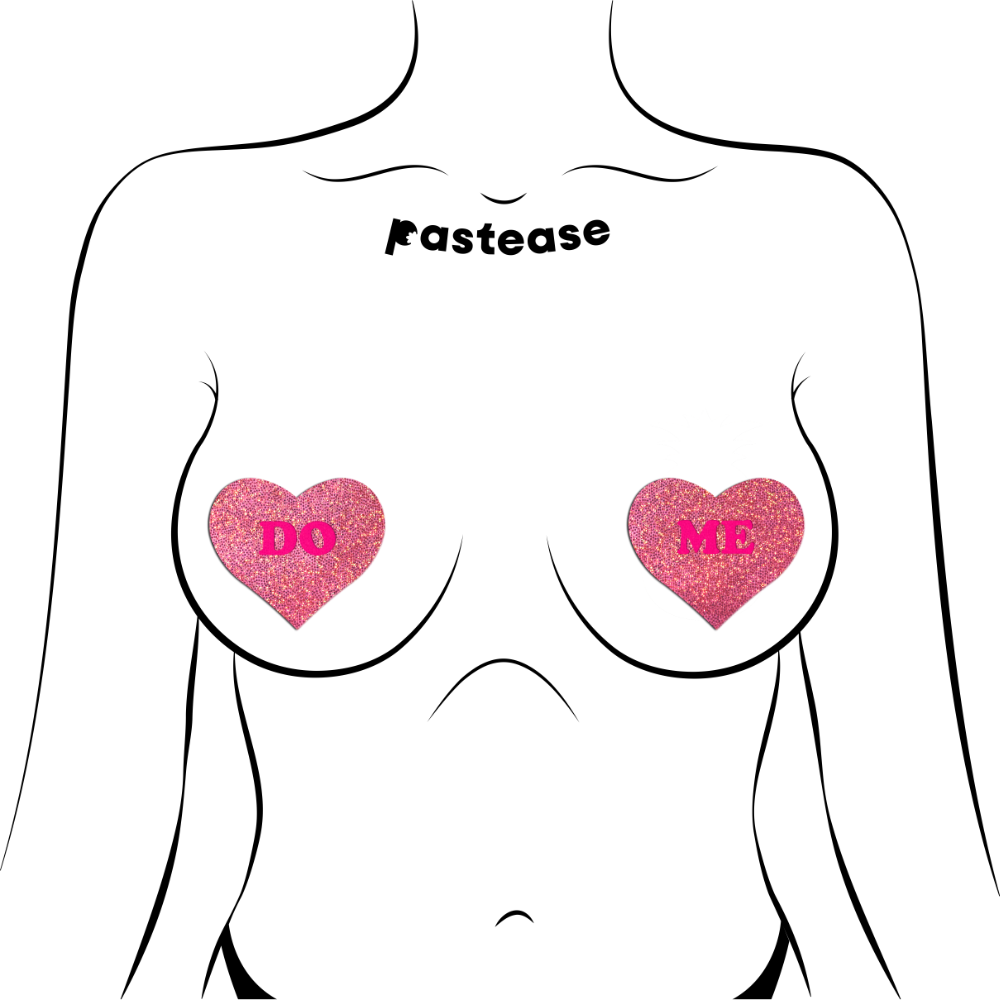 Love: Glitter Pink 'DO ME' Heart Nipple Pasties by Pastease® o/s