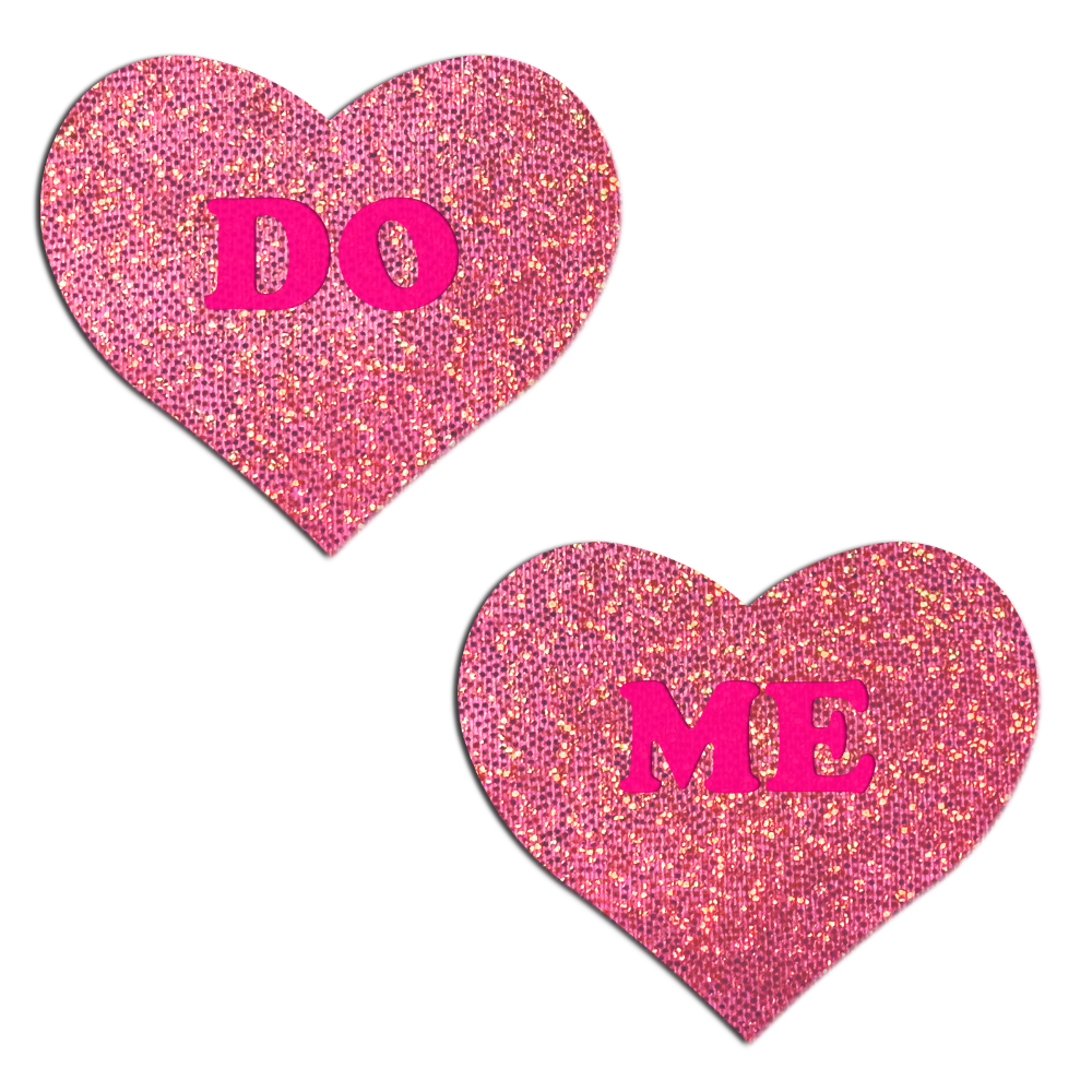 Love: Glitter Pink 'DO ME' Heart Nipple Pasties by Pastease® o/s