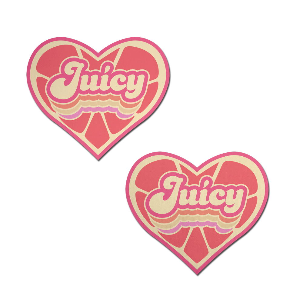 Love: 'Juicy' Pink Grapefruit Retro Heart Pasties Affirmations by Pastease