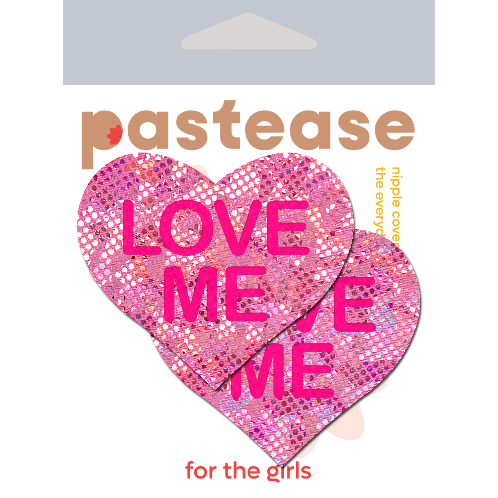 Love: Disco Pink Heart with 'Love Me' Nipple Pasties by Pastease® o/s