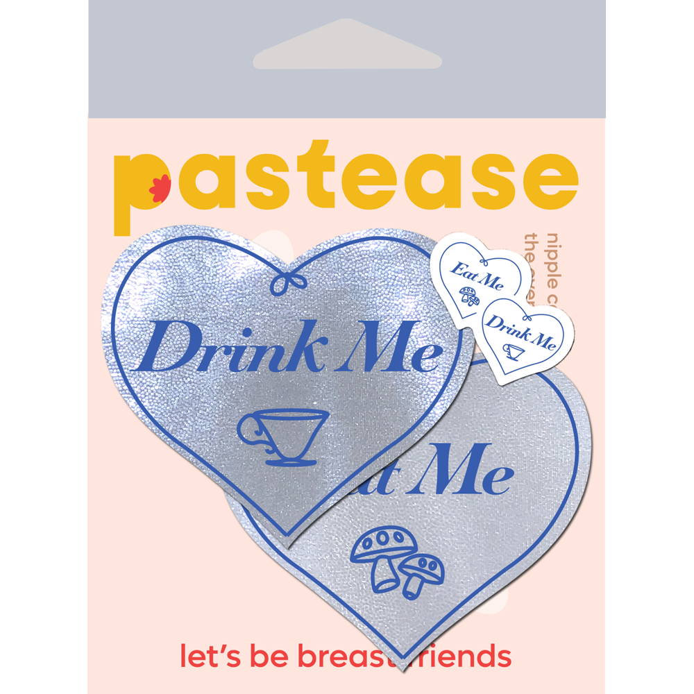 Eat Me Drink Me on Liquid White Heart Nipple Pasties by Pastease®