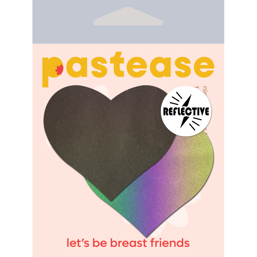 Love: Reflective Rainbow Heart Nipple Pasties by Pastease® o/s