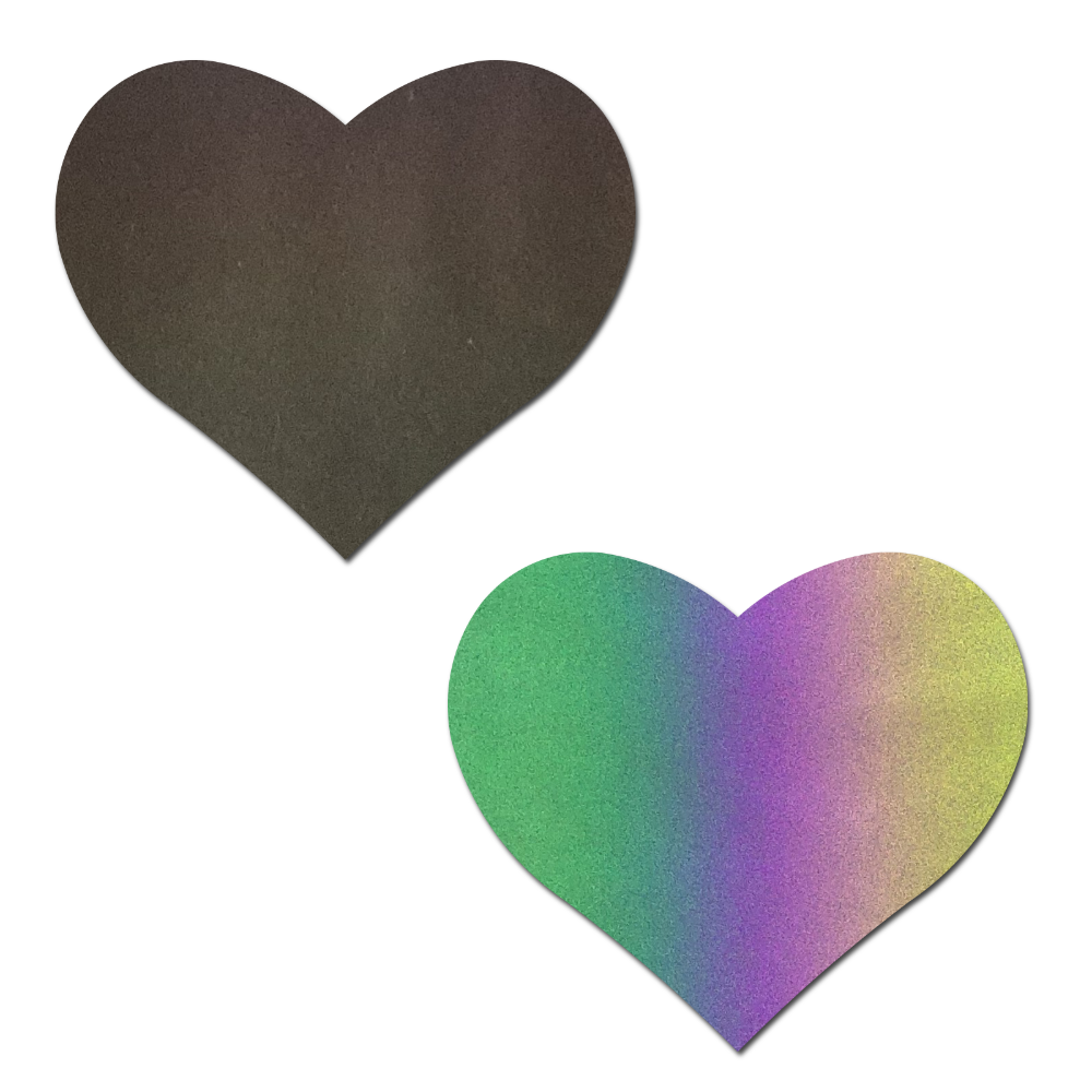 Love: Reflective Rainbow Heart Nipple Pasties by Pastease® o/s