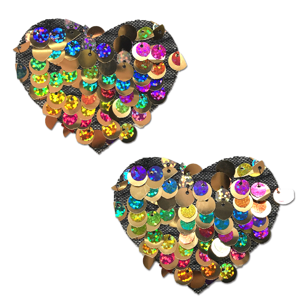 Love: Multi-Color Party Sequin Heart Nipple Pasties by Pastease®