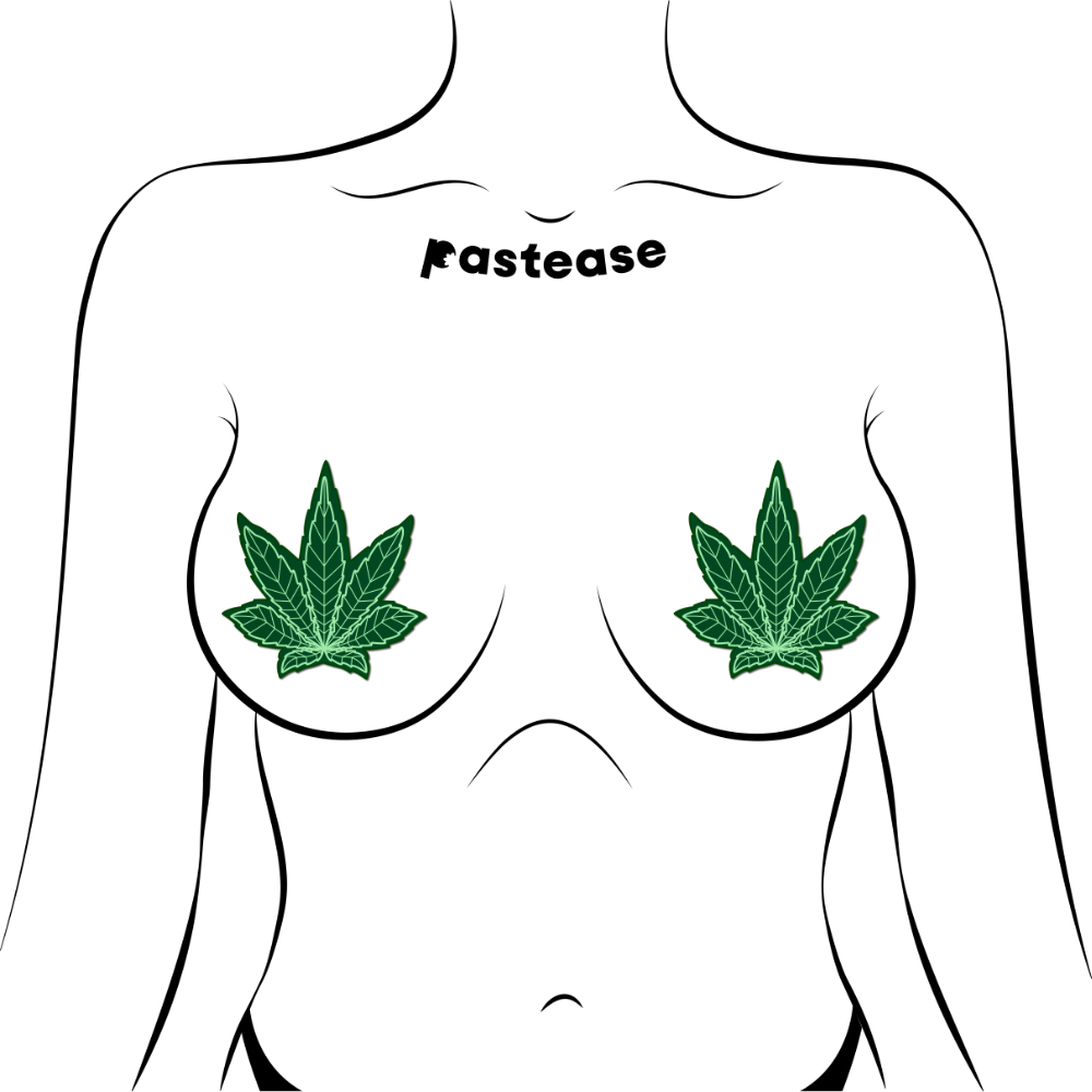 Indica Pot Leaf: Green Weed Nipple Pasties by Pastease®