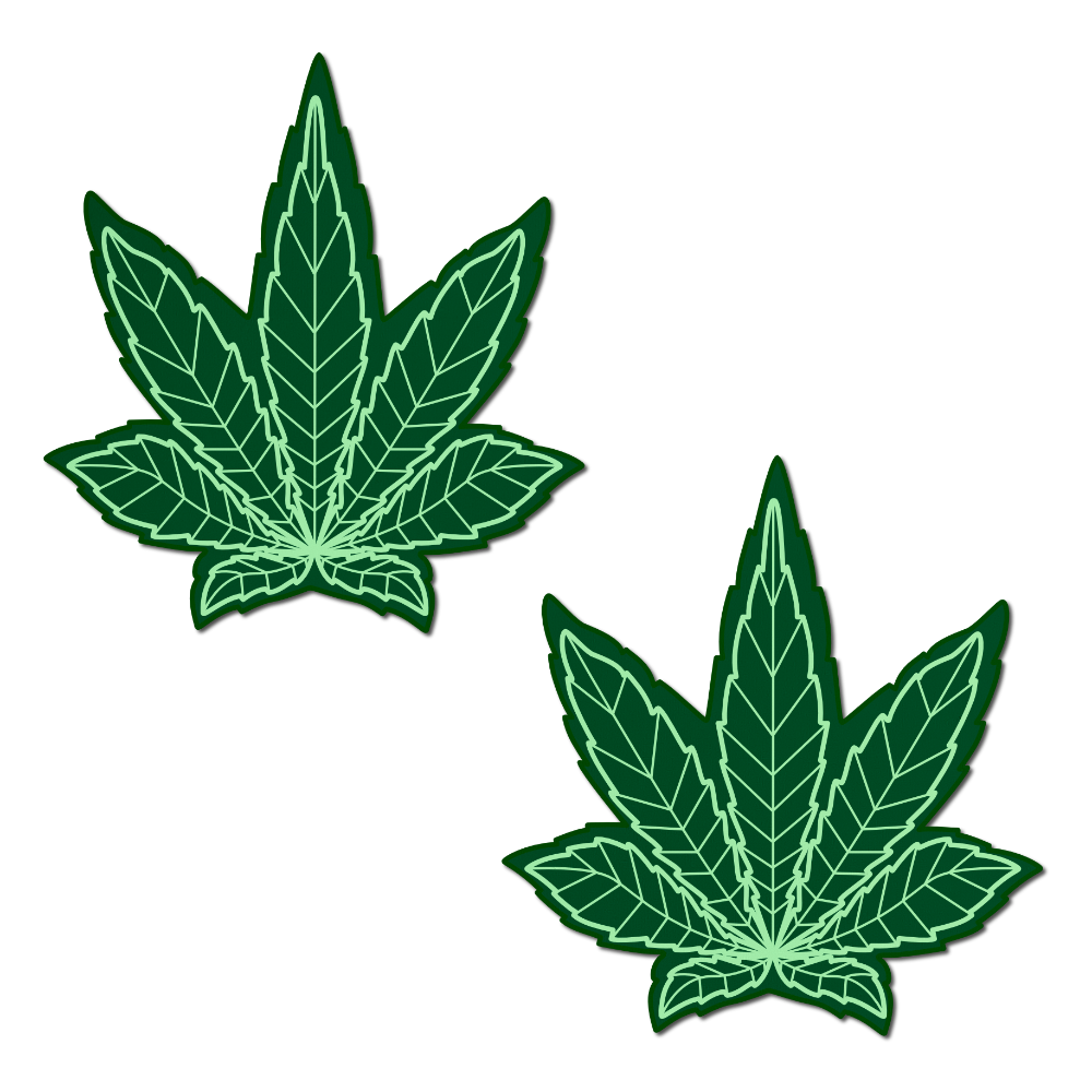 Indica Pot Leaf: Green Weed Nipple Pasties by Pastease®