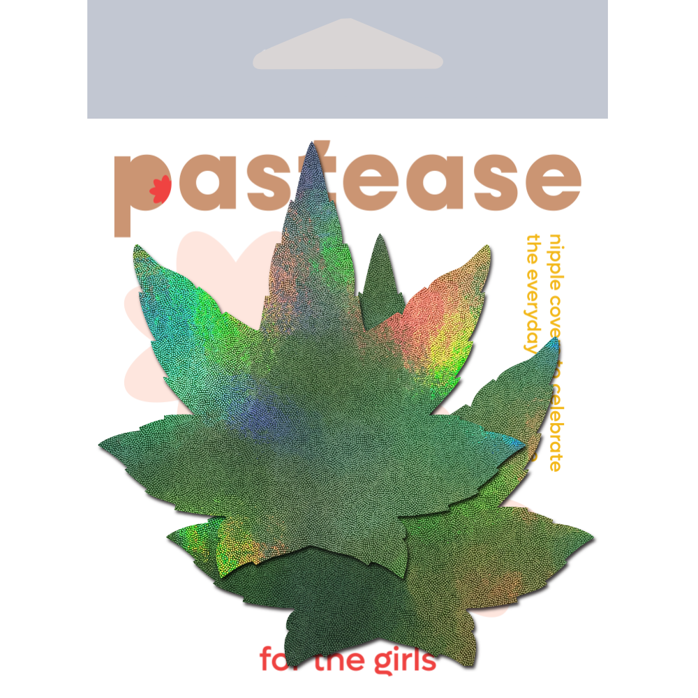 Indica Pot Leaf: Holographic Weed Nipple Pasties by Pastease®